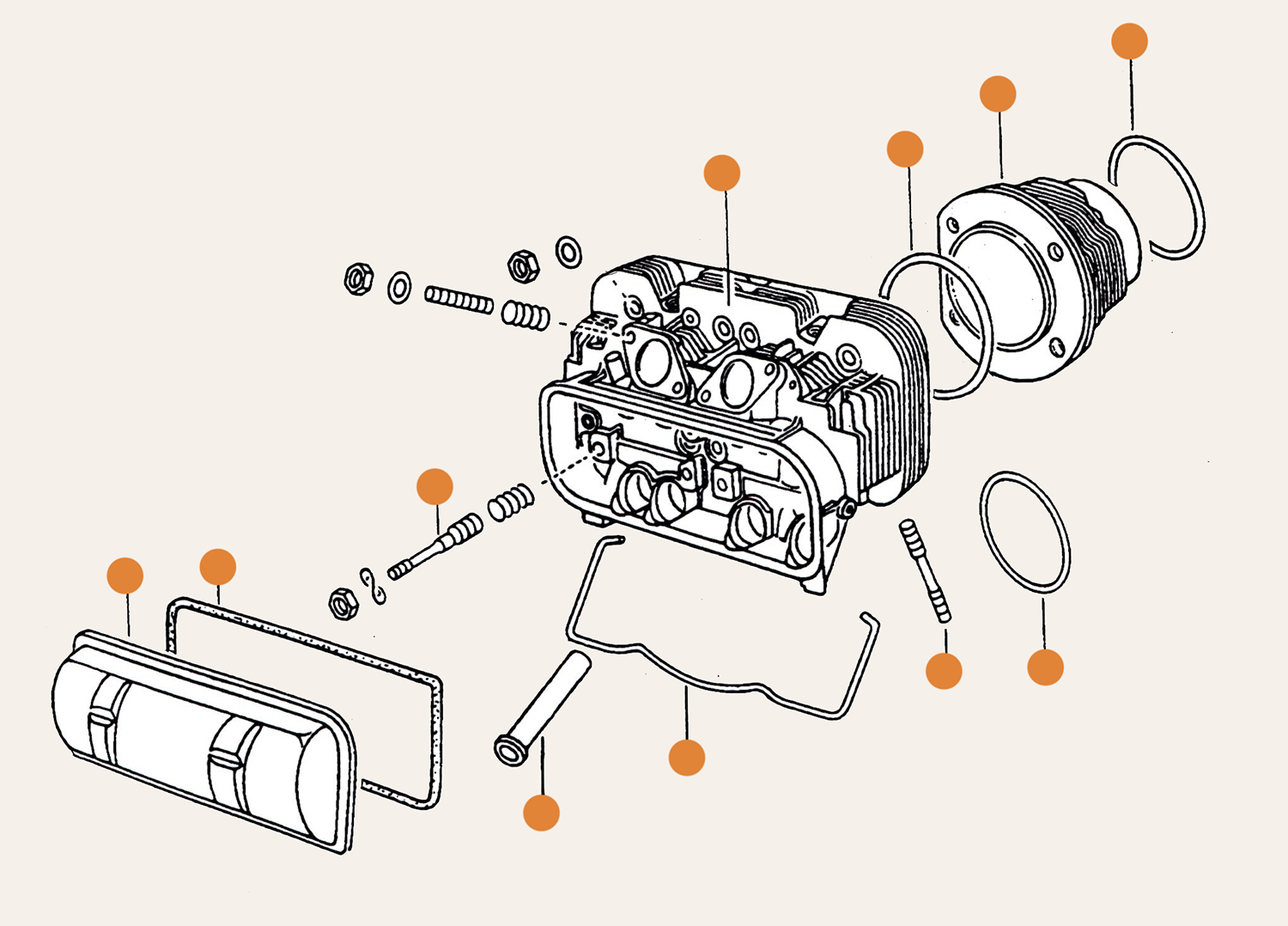 Cylinder Heads & Components 2000cc Aircooled CU Code