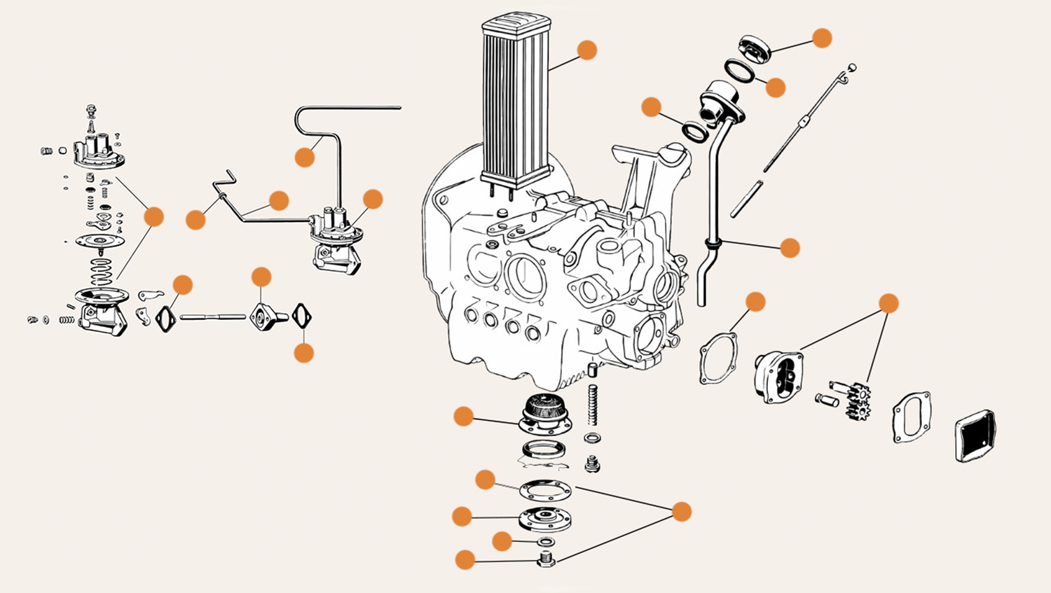 Fuel Pump Crank Case & Oil Parts 25/30hp