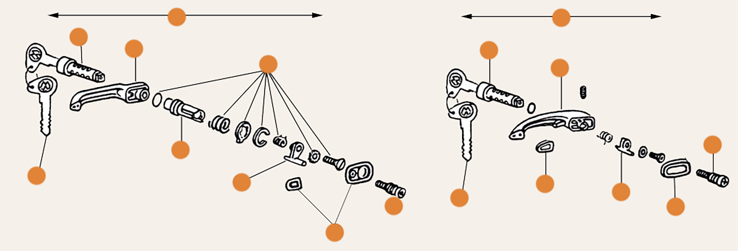 Baywindow Cab Door Handle Parts