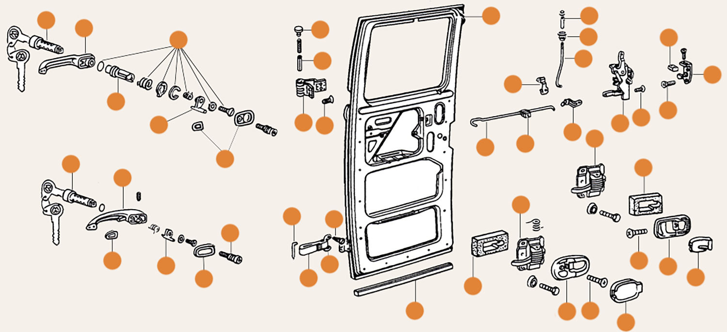 Baywindow Double Cab Side Door Parts