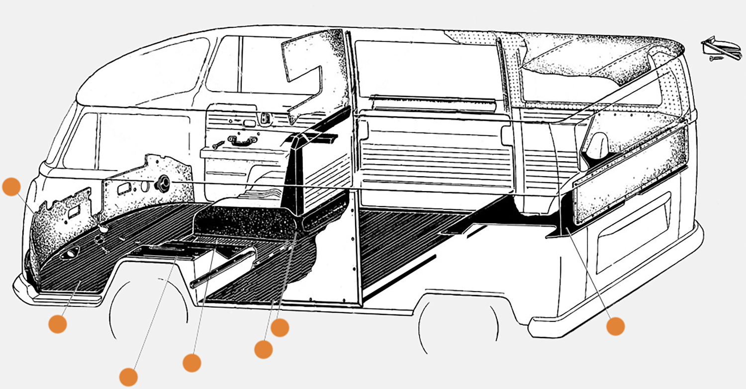 Baywindow Rubber Floor Mats Plastic Kick Panels & Seat Trims