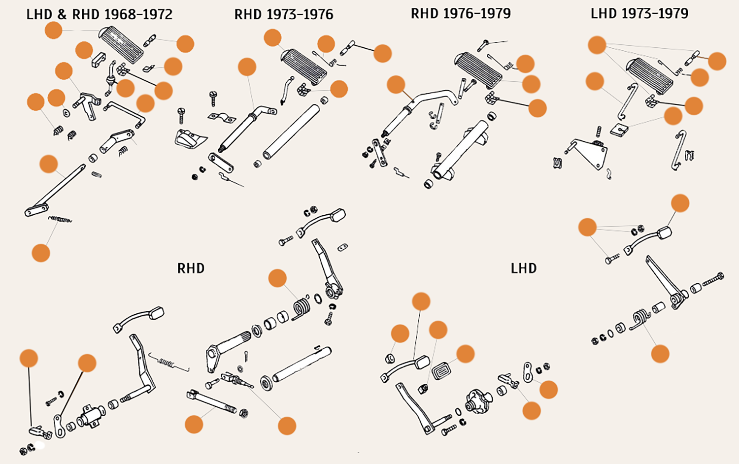 Baywindow Accelerator & Pedal Parts