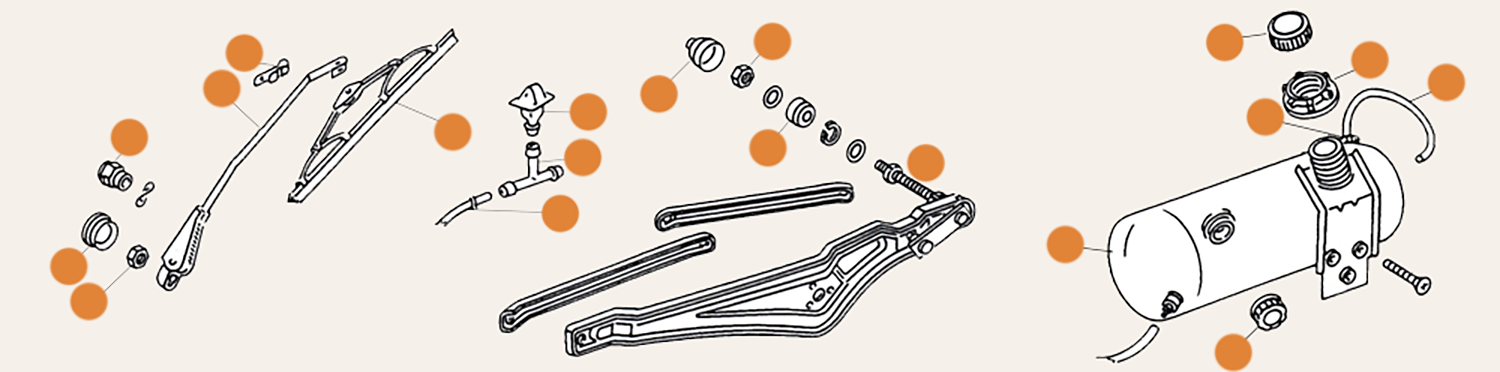 VWB Wiper Spindles & Wiper Arm Parts