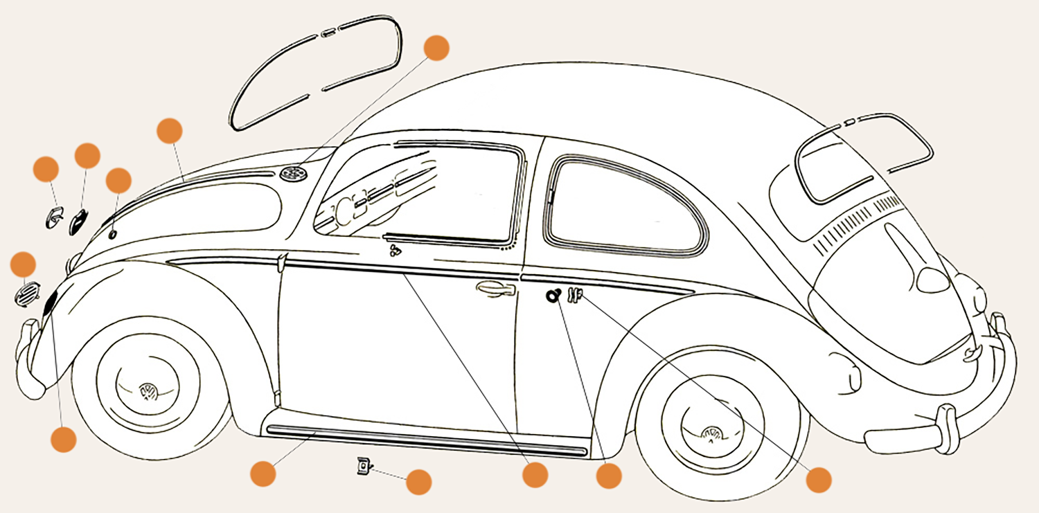 Beetle Chrome Running Board Body Moldings & Body Trim Parts