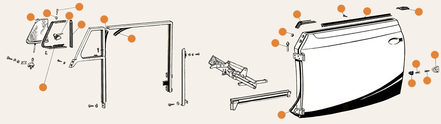 Beetle Convertible Door Seals & Door Parts