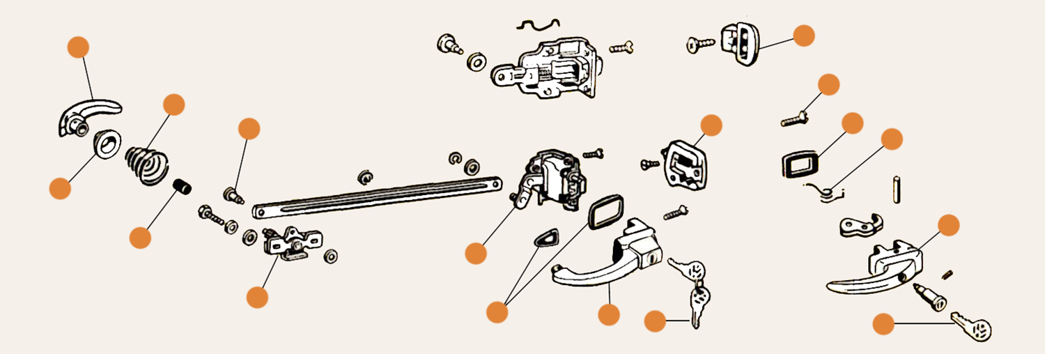 Beetle Pull Handle & Push Button Handle Parts Early