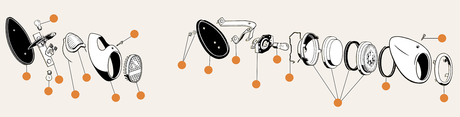 Beetle Early Rear Lights & Rear Light Parts