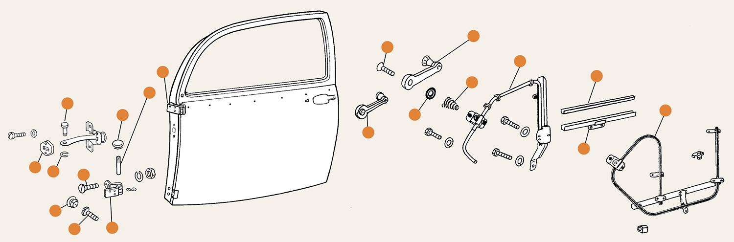 Beetle Door Parts & Window Winder Parts Late
