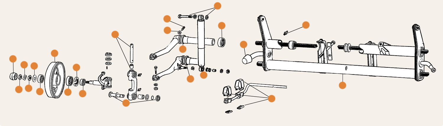 Beetle Front Axle Parts King & Link Pin Beam & Drum Parts