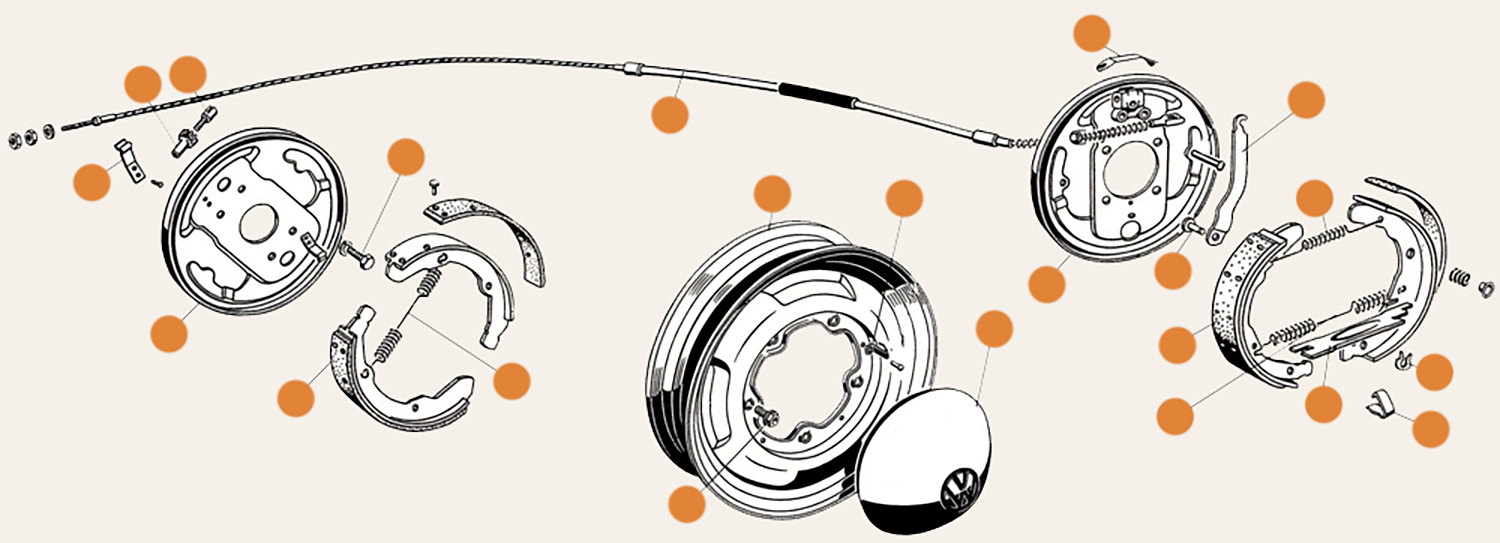 Splitscreen Brake Shoes Backing Plates & Wheel Parts