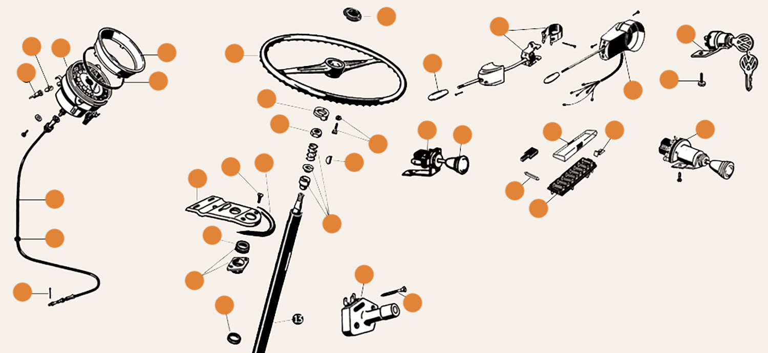 Splitscreen Steering Wheel Dash Switchs & Indicator Unit Parts