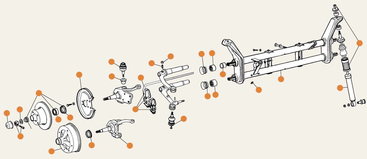 Ghia Front Axle & Suspension Parts Ball Joint Beam
