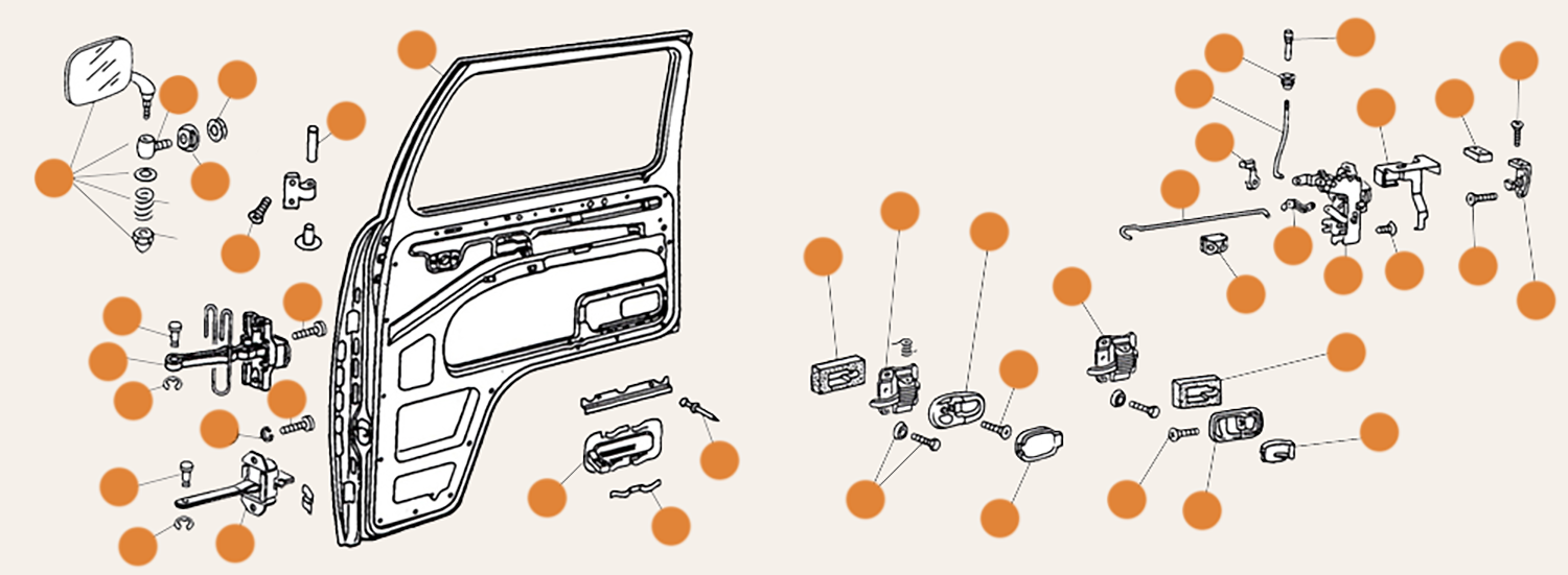 Baywindow Cab Door & Mirror Parts