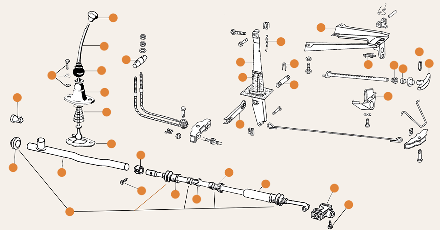 Baywindow Gearstick Gearlinkage & Handbrake Parts