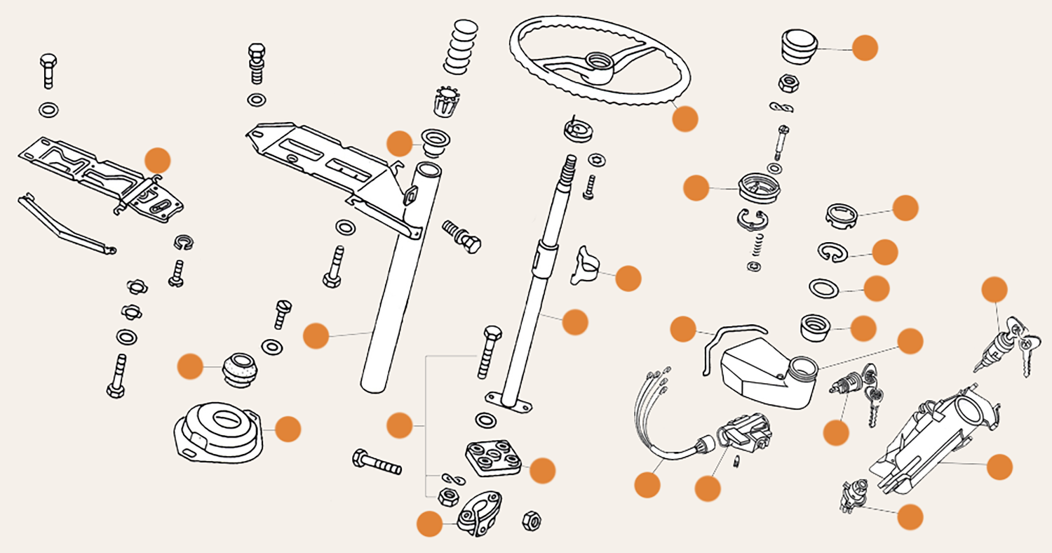 Baywindow Steering Wheel Ignition & Steering Tube Parts