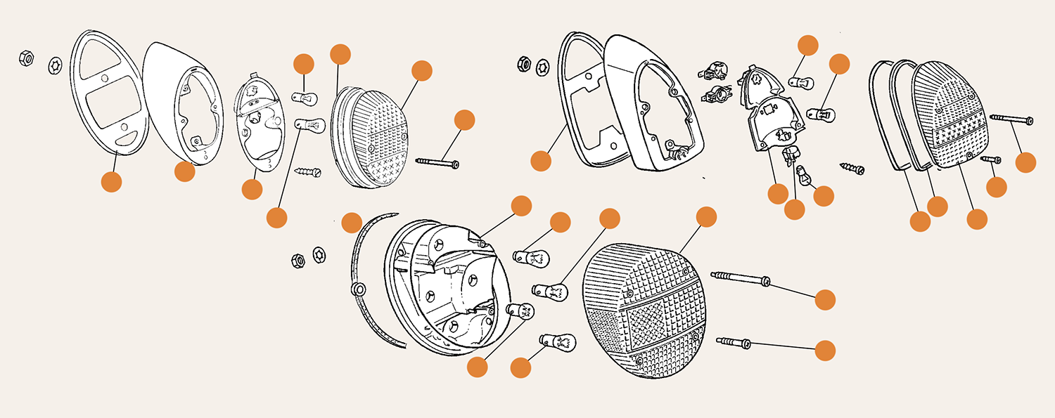 Beetle Later Rear Lights & Rear Light Parts