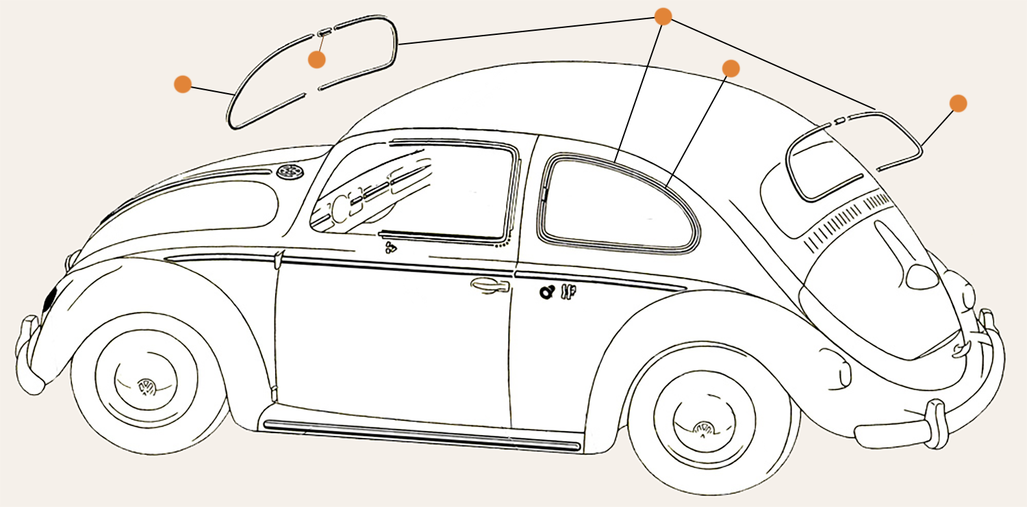 Beetle Deluxe Window Chrome Inserts