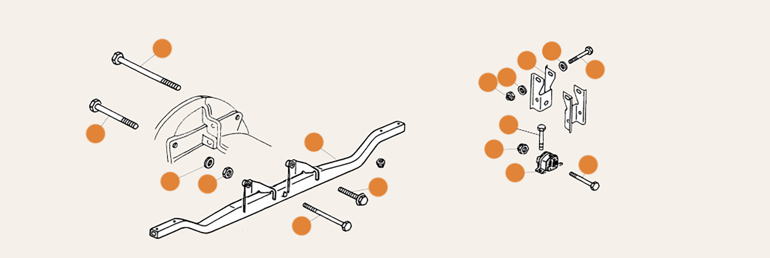 Baywindow Engine Mounts  1500cc-1600cc