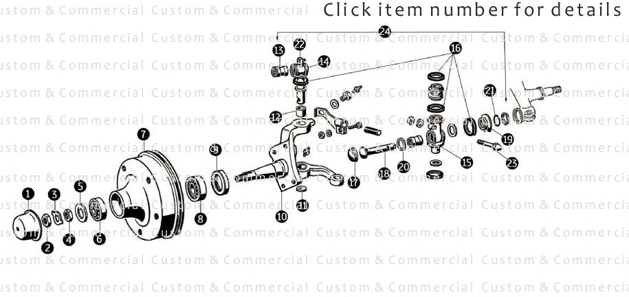 Splitscreen Front Stub Axle Drum & Bearing Parts