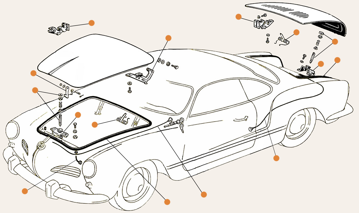 Ghia Bonnet & Boot Parts