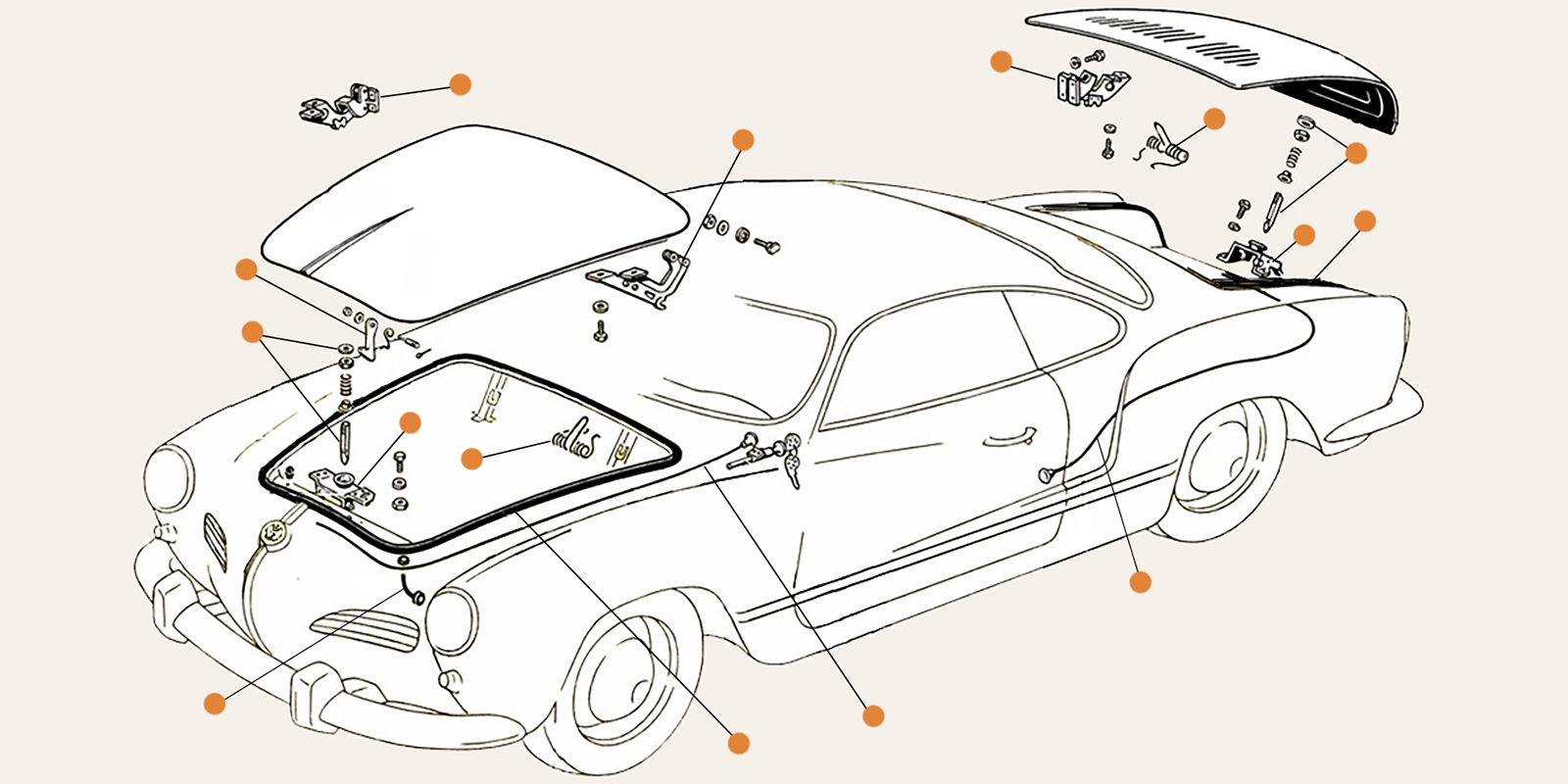 Ghia Door & Bonnet & Boot & Body Parts
