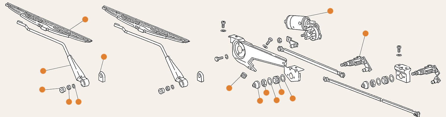 Type 25 Front Washer Wiper Parts