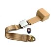 Chrome buckle 2 point inertia seat belt with beige webbing