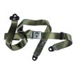 Seatbelt 3 point with chrome buckle and olive green webbing