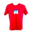 Badfish Red Multi split T Shirt. Size Medium
