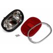 German quality complete rear light unit all red OEM logo lens with stainless chrome ring