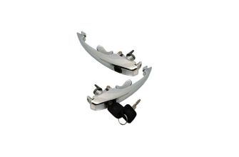 Pair of door handles working on the same key