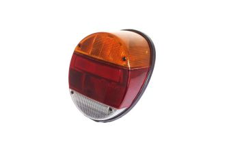Orange red and clear rear light unit complete