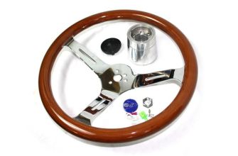 Empi 380mm/31mm Classic wood steering wheel with boss Beetle Ghia Type 3