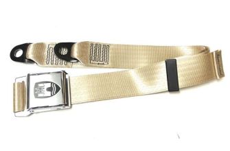 Seatbelt 2 point with chrome buckle and beige webbing