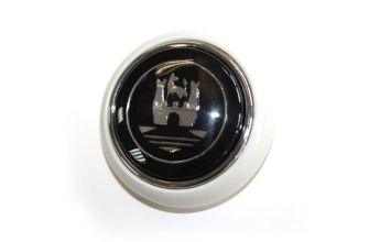 German quality horn button silver beige with Silver Wolfsburg logo