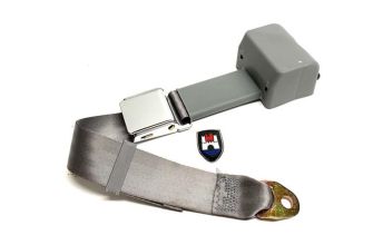 Chrome buckle 2 point inertia seat belt with grey webbing