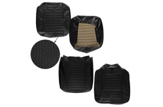 Front basket weave seat covers Black walkthrough Bus