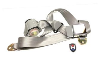 Chrome buckle 3 point inertia seat belt with Silver grey webbing
