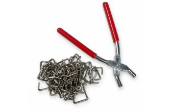 Hog ring and plier set for fitting seat covers