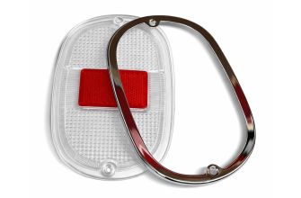 German quality clear &  red OEM logo rear lens with chromed stainless trim Bus