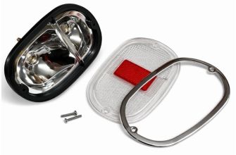 German quality complete rear light red and clear OEM logo lens with stainless chrome ring